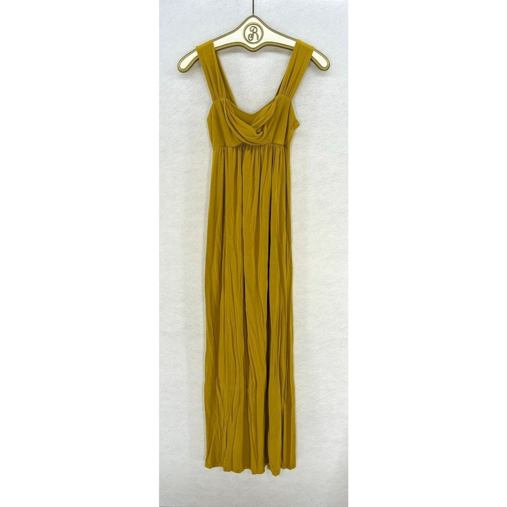 Mustard Yellow Maxi Dress with Draped Bodice